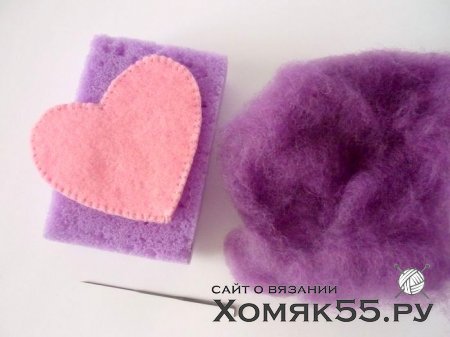 Декоративное сердце из фетра и шерсти своими руками