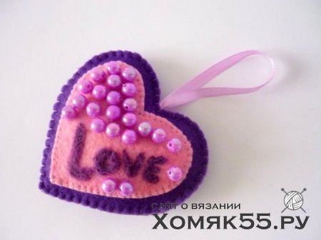 Декоративное сердце из фетра и шерсти своими руками