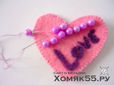 Декоративное сердце из фетра и шерсти своими руками