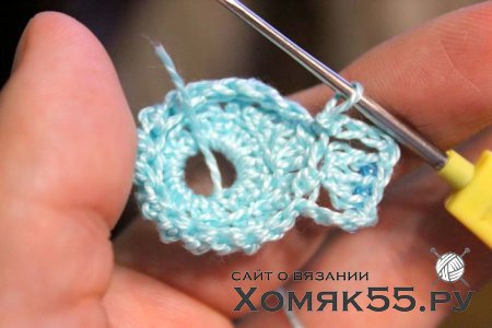 Цветок крючком в волосы: «Синева и бисер»