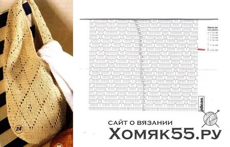Вязаная сумка из ромбов