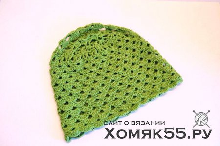 Зеленая шапочка для девочки крючком мастер класс