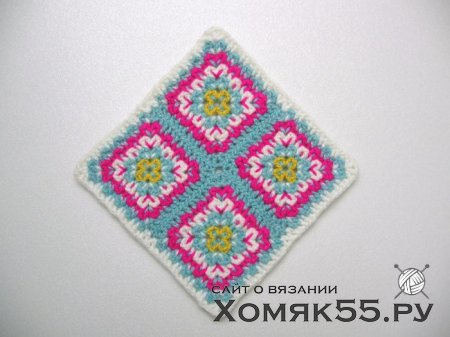 Прихватка из квадратных мотивов «Новогодняя»