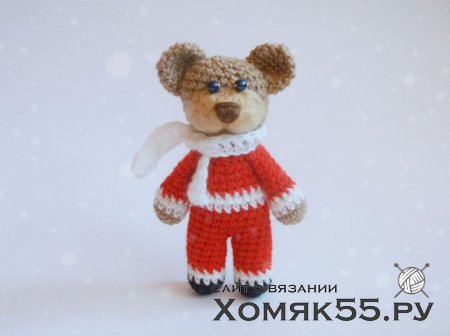 Мишка новогодний крючком
