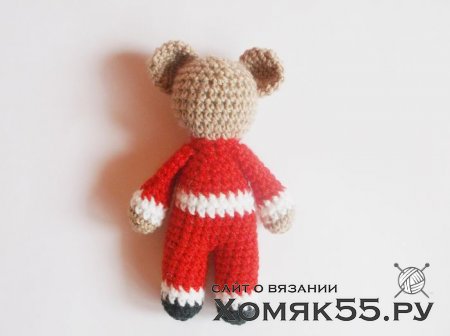 Мишка новогодний крючком