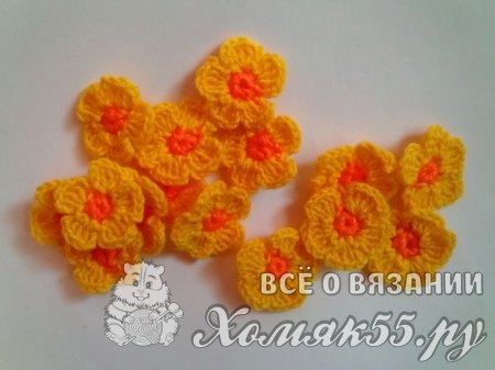 Цветы в горшке крючком
