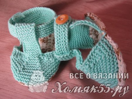 Пинетки-сандали спицами и крючком