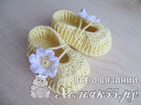 Пинетки с ромашками крючком
