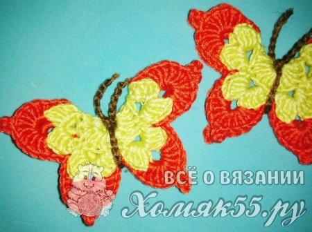 Серьги Бабочки крючком