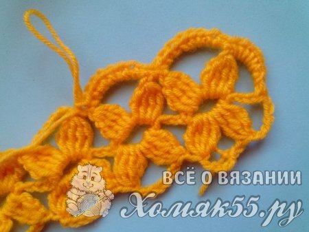 Повязка на голову «Жёлтые бабочки» крючком