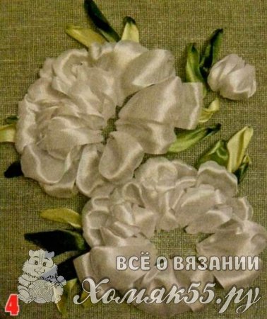 Пошаговая инструкция вышивки пионов лентами