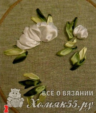 Пошаговая инструкция вышивки пионов лентами