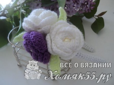 Ободок с цветами вязаный крючком