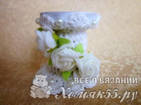 Свадебный подсвечник крючком