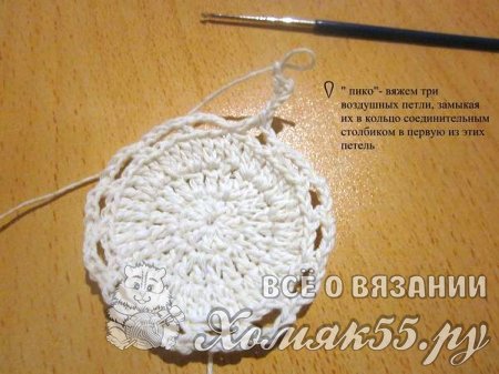 Вязаный крючком подсвечник «Клюква на снегу»