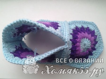 Тапочки из мотивов вязаные крючком