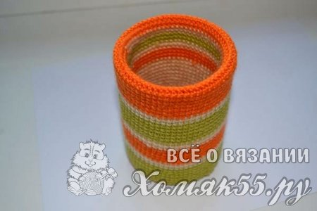 Карандашница крючком «Веселый чудик»