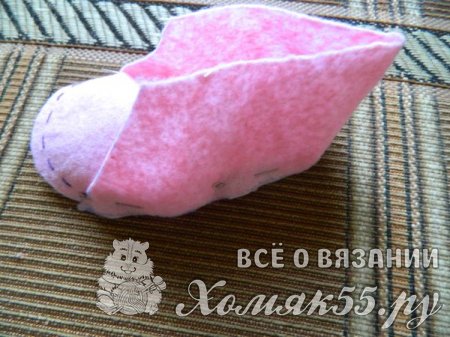 Как сшить пинетки из фетра