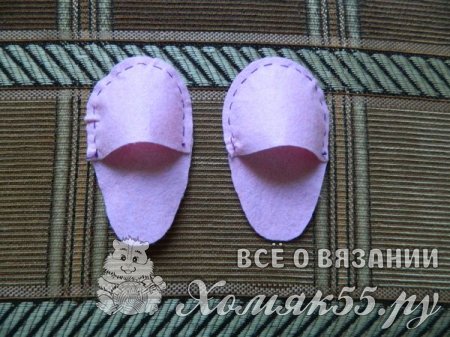 Как сшить пинетки из фетра