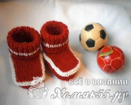 Пинетки для девочки на двух спицах