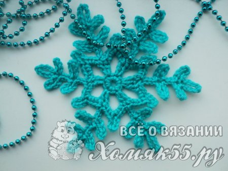 Как связать снежинку крючком
