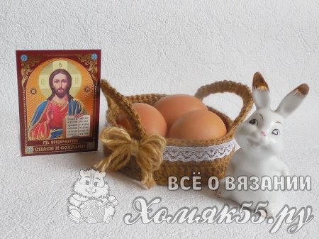 Корзинка в деревенском стиле вязаная крючком