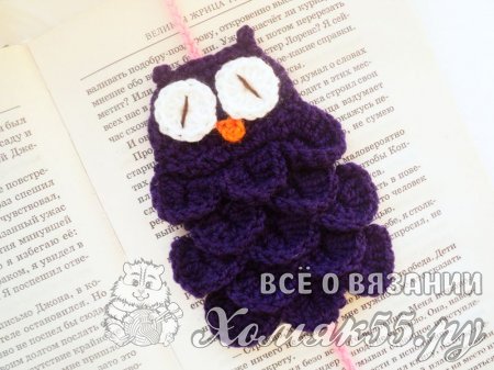 Вязаная закладка для книги в виде совы