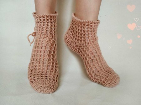 Ажурные летние носки крючком